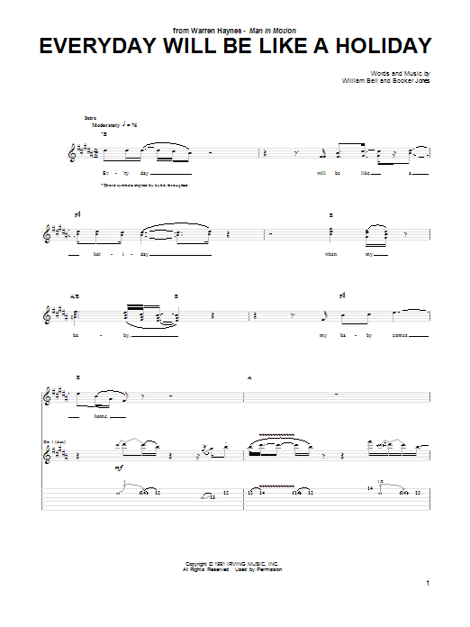 Learn to play Warren Haynes Everyday Will Be Like A Holiday sheet music for Guitar Tab in minutes. Price: 7.8900$ Warren Haynes Everyday Will Be Like A Holiday sheet music notes and chords arranged for Guitar Tab