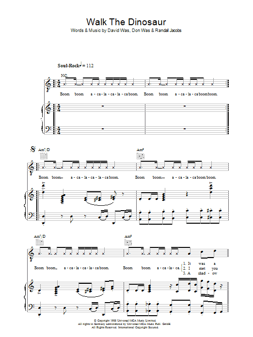 Learn to play Was (Not Was) Walk The Dinosaur sheet music for Piano, Vocal & Guitar in minutes. Was (Not Was) Walk The Dinosaur sheet music notes and chords. Download Printable PDF.