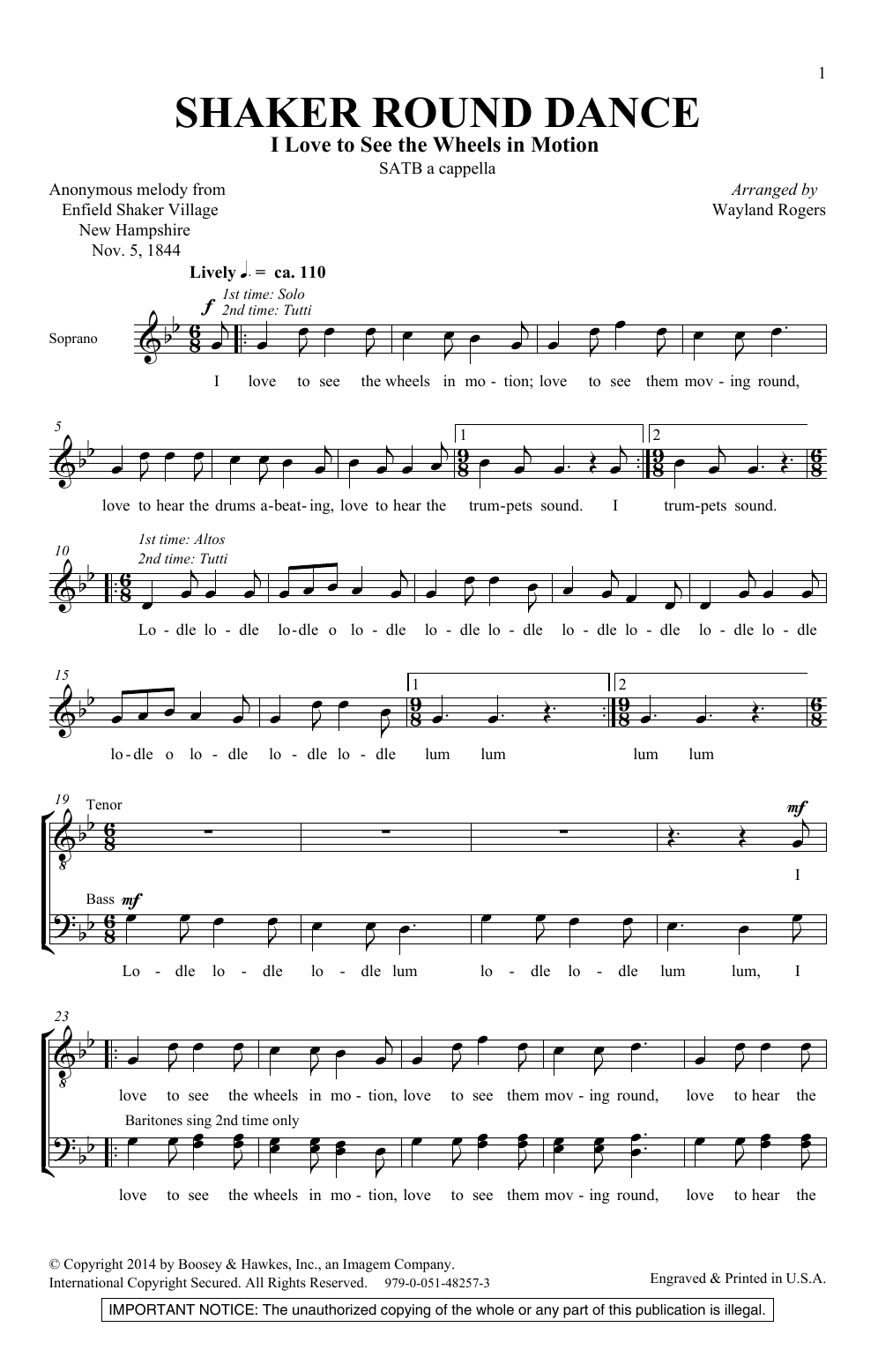 Wayland Rogers Shaker Round Dance Sheet Music Pdf Notes Chords Classical Score Satb Choir Download Printable Sku 156594