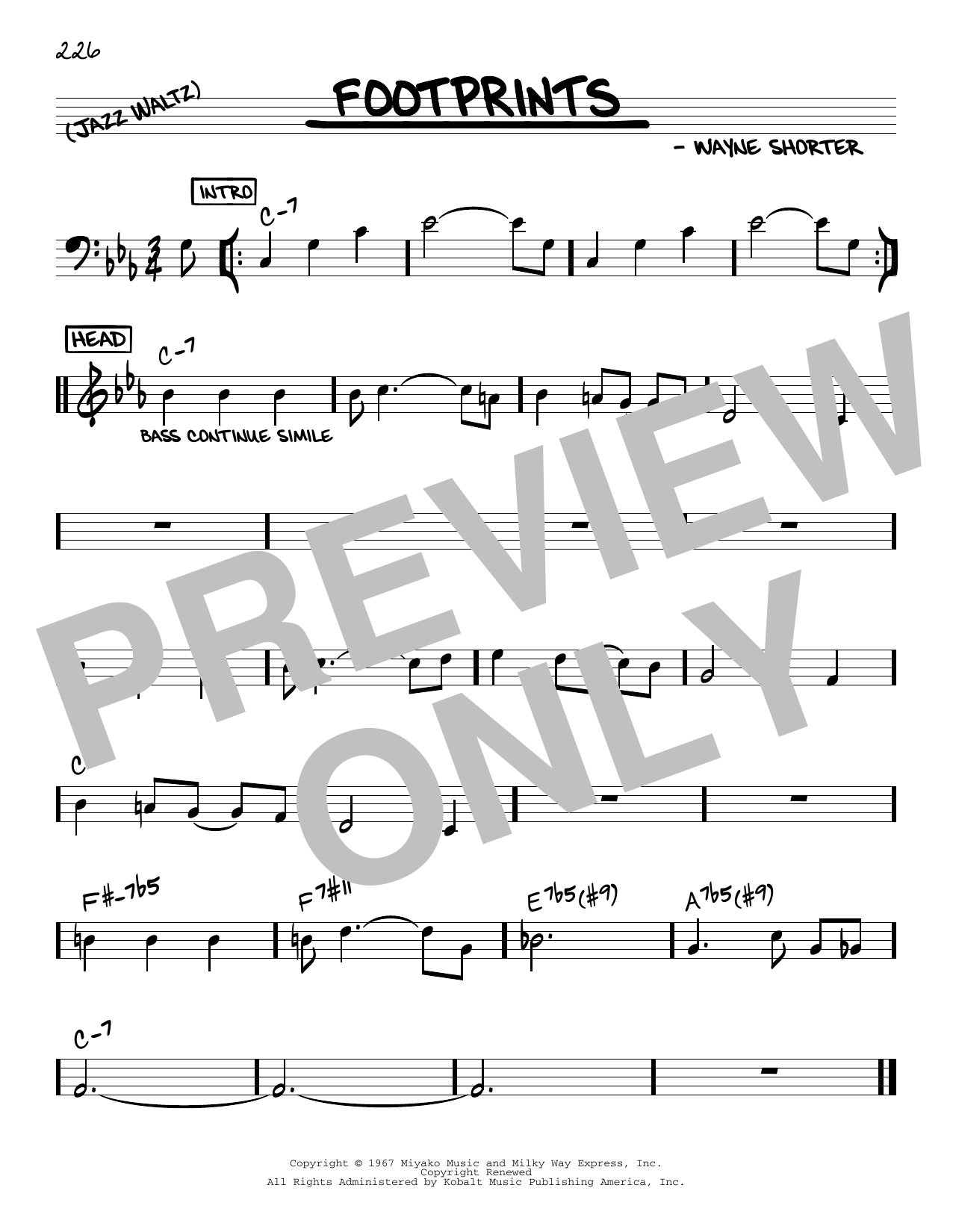 Wayne Shorter Footprints sheet music notes and chords. Download Printable PDF.