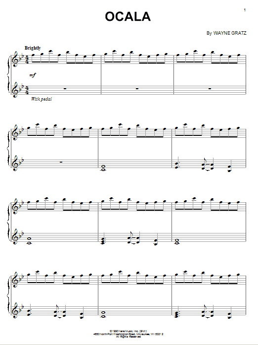Wayne Gratz Ocala sheet music notes and chords. Download Printable PDF.