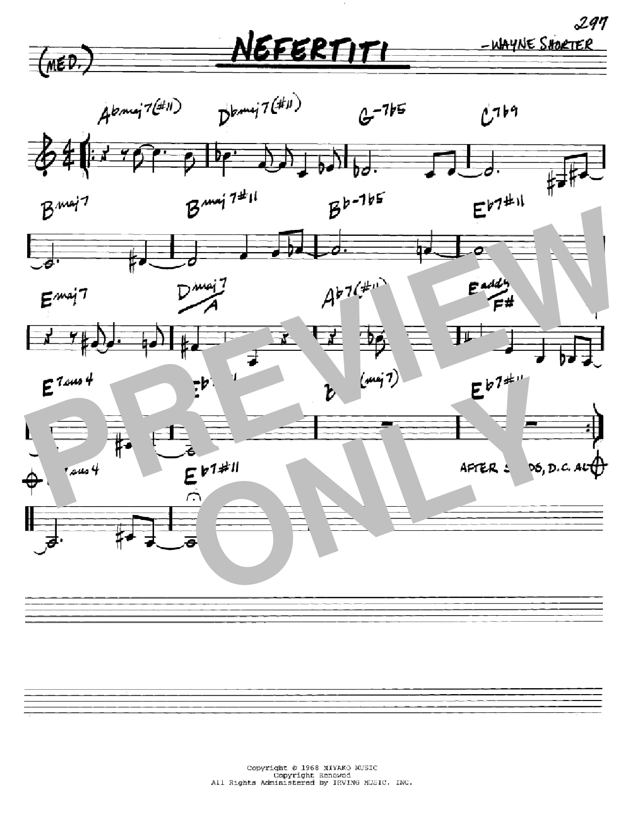 Wayne Shorter Nefertiti sheet music notes and chords. Download Printable PDF.