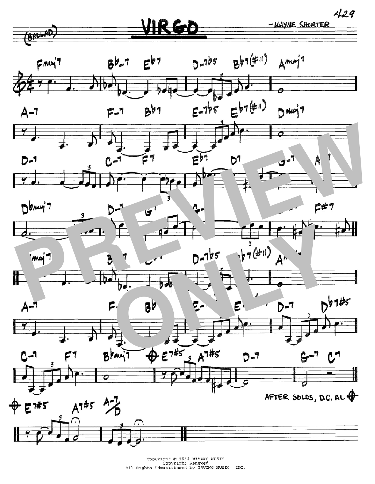 Wayne Shorter Virgo sheet music notes and chords. Download Printable PDF.