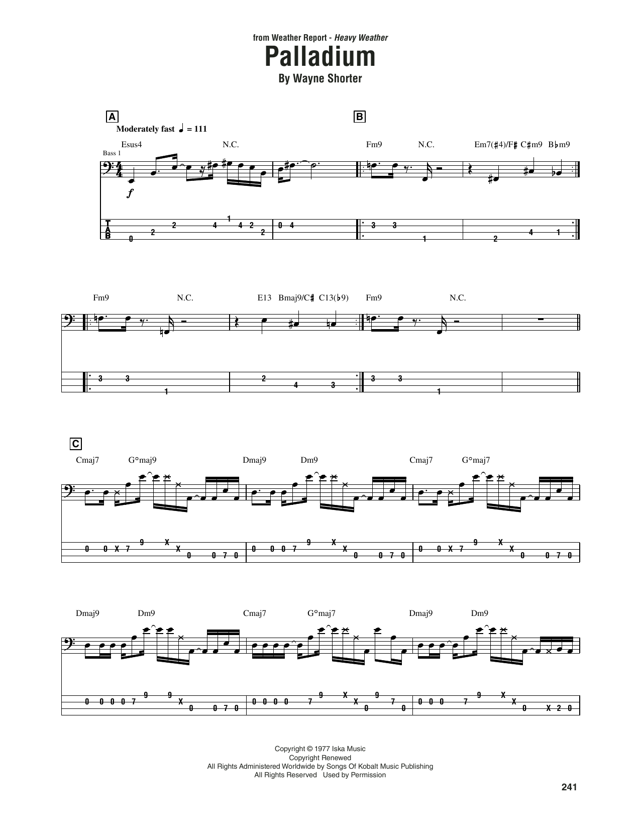 Weather Report Palladium sheet music notes and chords. Download Printable PDF.