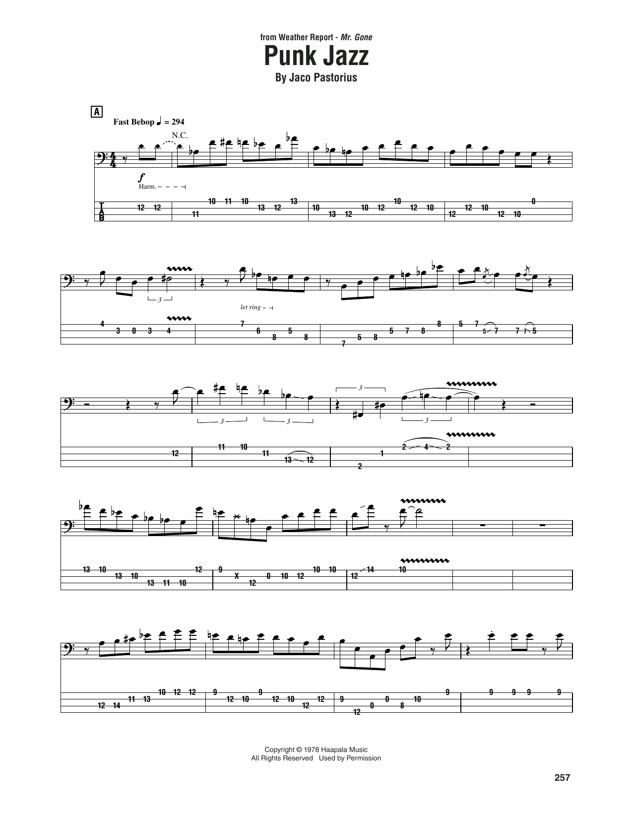 Weather Report Punk Jazz sheet music notes and chords. Download Printable PDF.