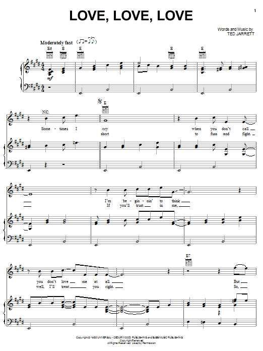 Webb Pierce Love, Love, Love sheet music notes and chords. Download Printable PDF.