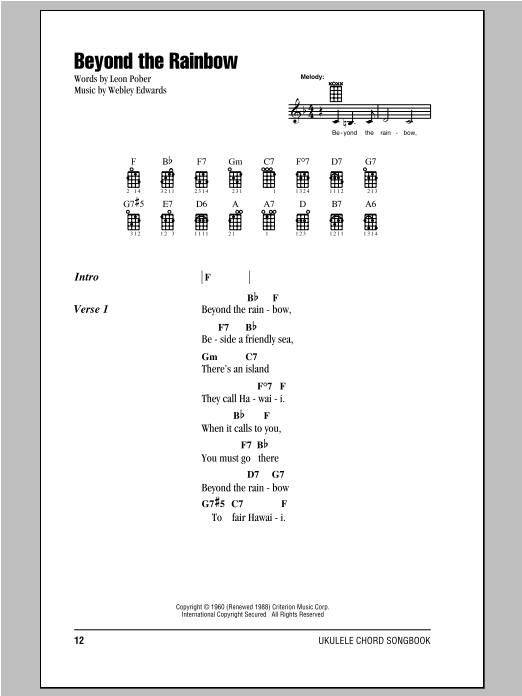Webley Edwards Beyond The Rainbow sheet music notes and chords. Download Printable PDF.