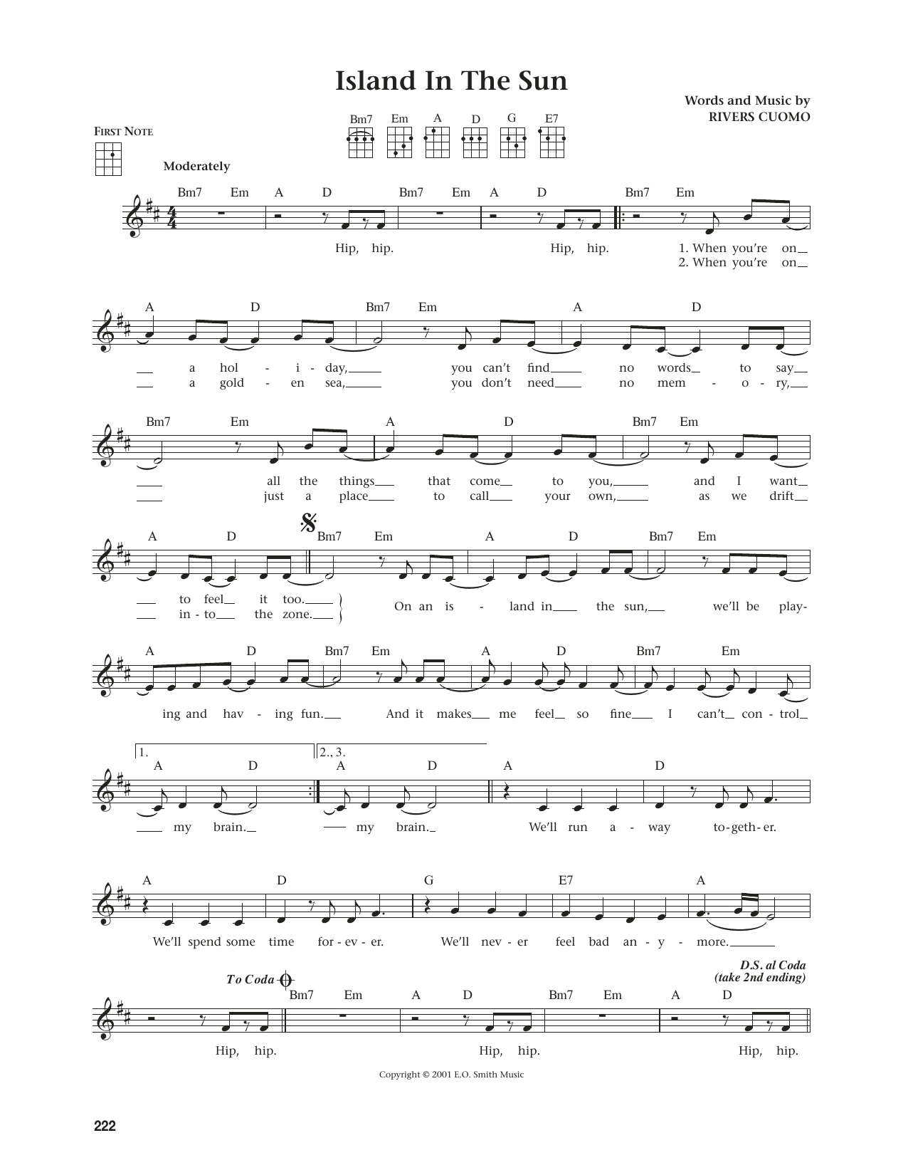 Weezer Island In The Sun (from The Daily Ukulele) (arr. Jim Beloff) sheet music notes and chords. Download Printable PDF.