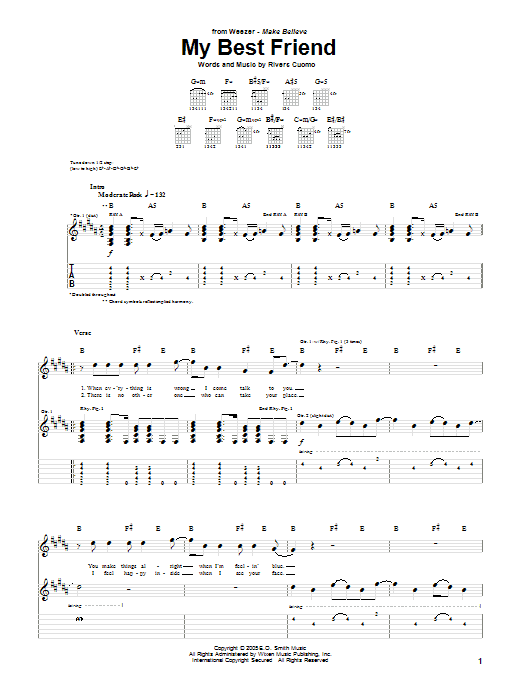 Weezer My Best Friend sheet music notes and chords. Download Printable PDF.