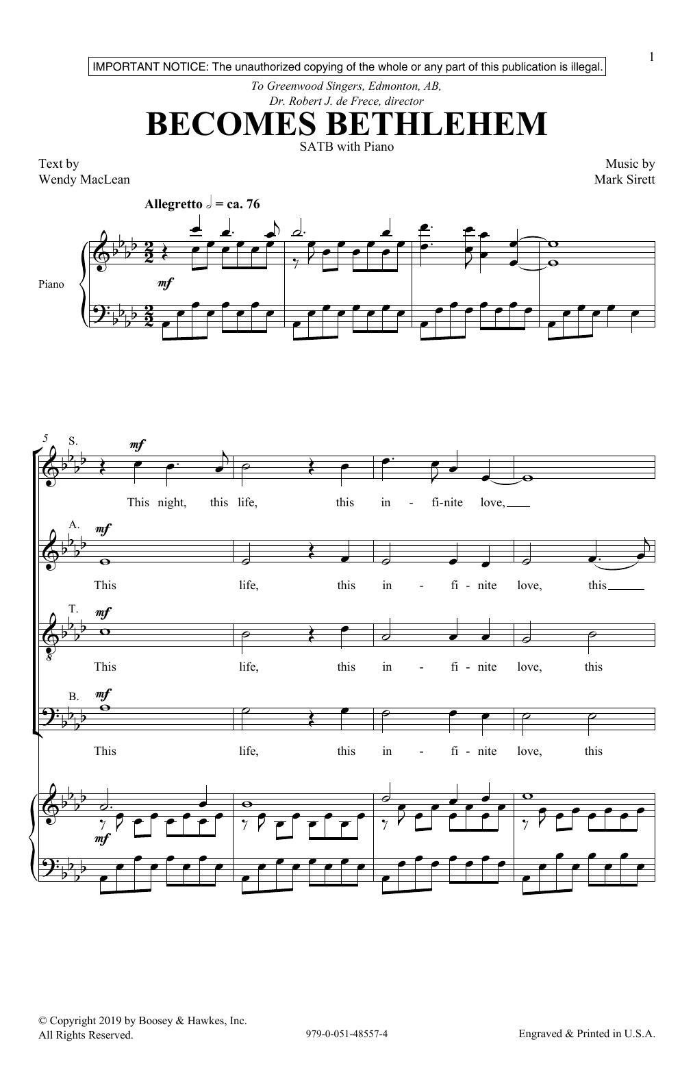 Learn to play Wendy MacLean and Mark Sirett Becomes Bethlehem sheet music for SATB Choir in minutes. Price: 3.9900$ Wendy MacLean and Mark Sirett Becomes Bethlehem sheet music notes and chords arranged for SATB Choir