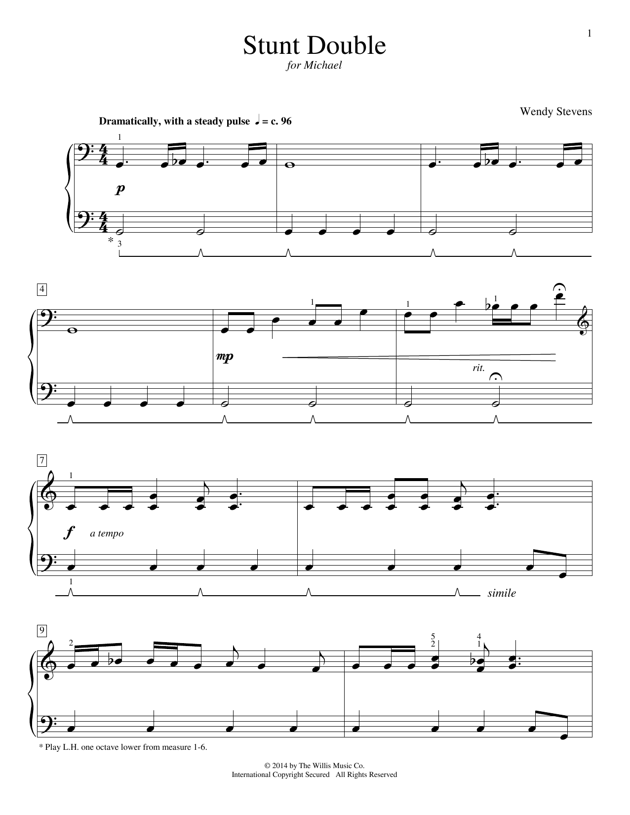 Wendy Stevens Stunt Double sheet music notes and chords. Download Printable PDF.