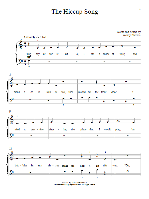 Wendy Stevens The Hiccup Song sheet music notes and chords. Download Printable PDF.