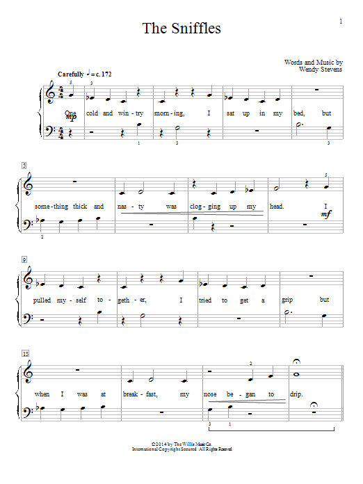 Wendy Stevens The Sniffles sheet music notes and chords. Download Printable PDF.