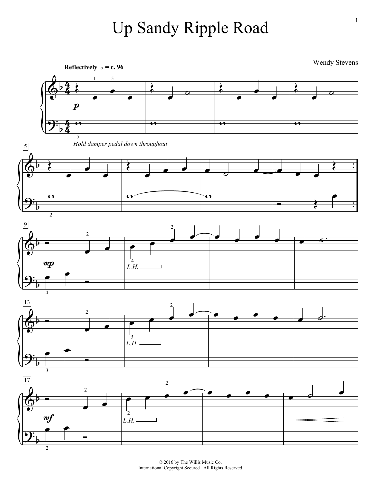 Learn to play Wendy Stevens Up Sandy Ripple Road sheet music for Educational Piano in minutes. Wendy Stevens Up Sandy Ripple Road sheet music notes and chords. Download Printable PDF.