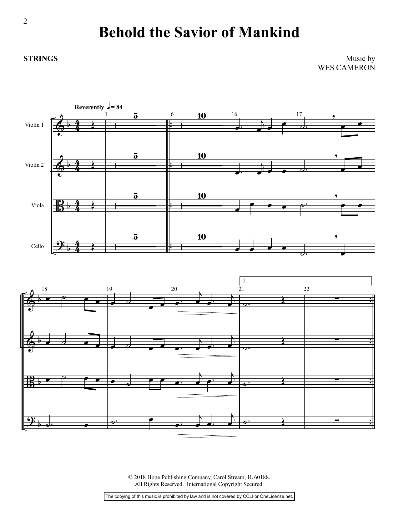Learn to play Wes Cameron Behold the Savior of Mankind - Full Score sheet music for Choir Instrumental Pak in minutes. Price: 16.9700$ Wes Cameron Behold the Savior of Mankind - Full Score sheet music notes and chords arranged for Choir Instrumental Pak