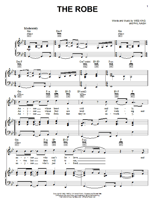 Wes King The Robe sheet music notes and chords. Download Printable PDF.