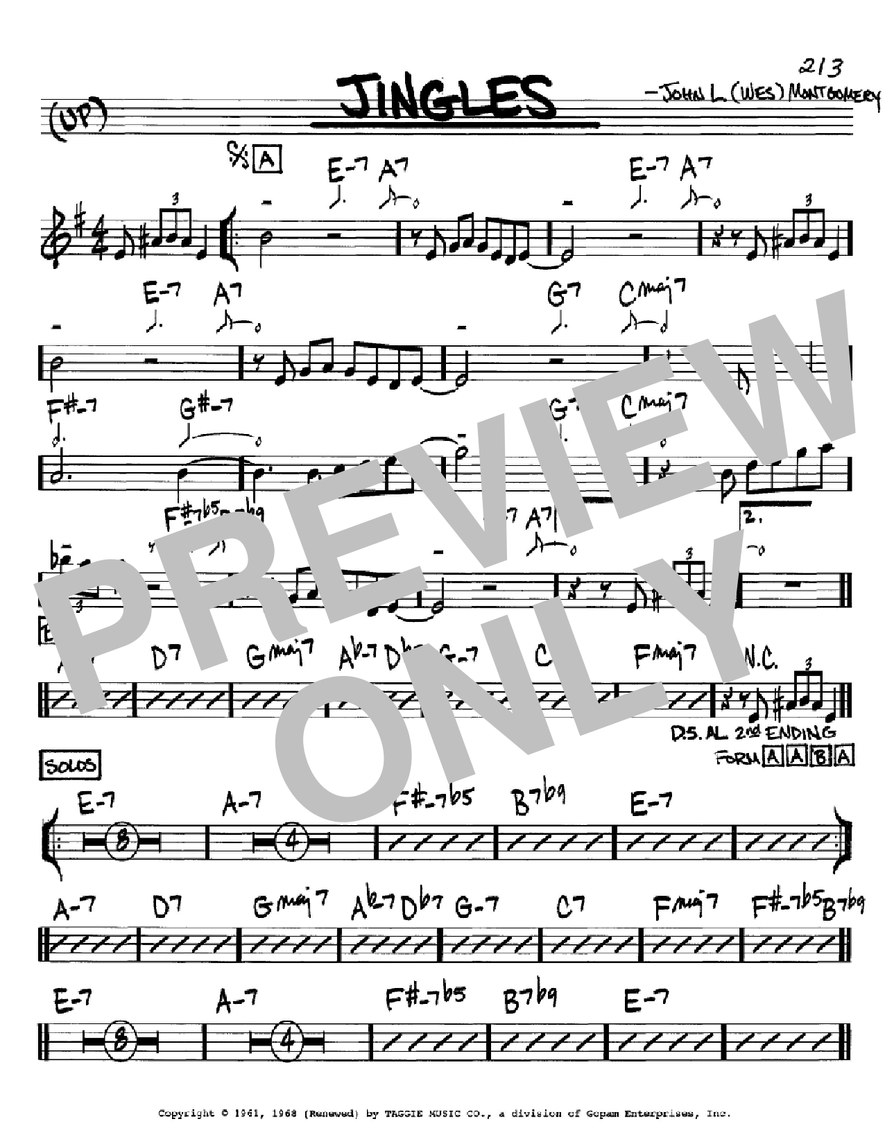 Wes Montgomery Jingles sheet music notes and chords. Download Printable PDF.