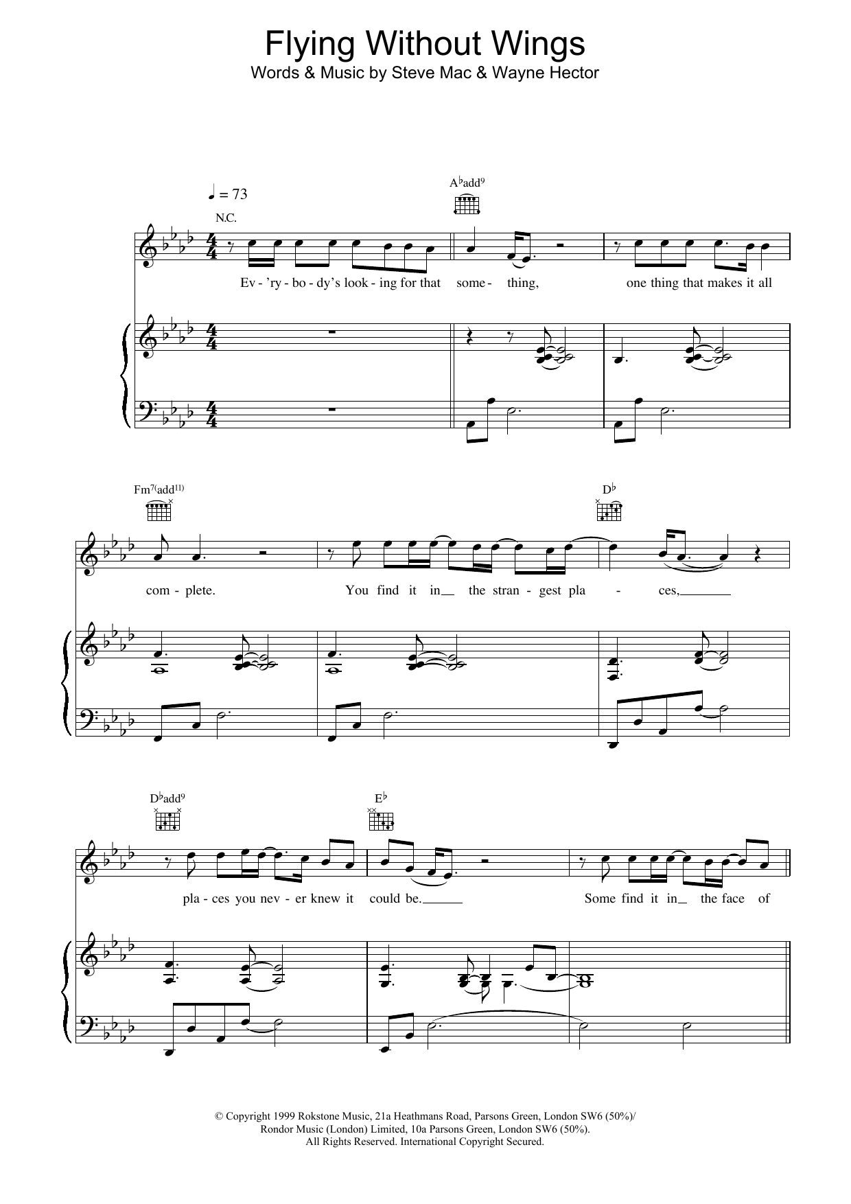 Westlife Flying Without Wings sheet music for Piano, Vocal & Guitar in minutes. Price: 7.8900$ Westlife Flying Without Wings sheet music notes and chords. Download Printable PDF.