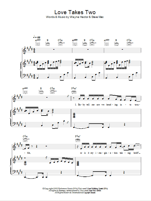 Westlife Love Takes Two sheet music notes and chords. Download Printable PDF.