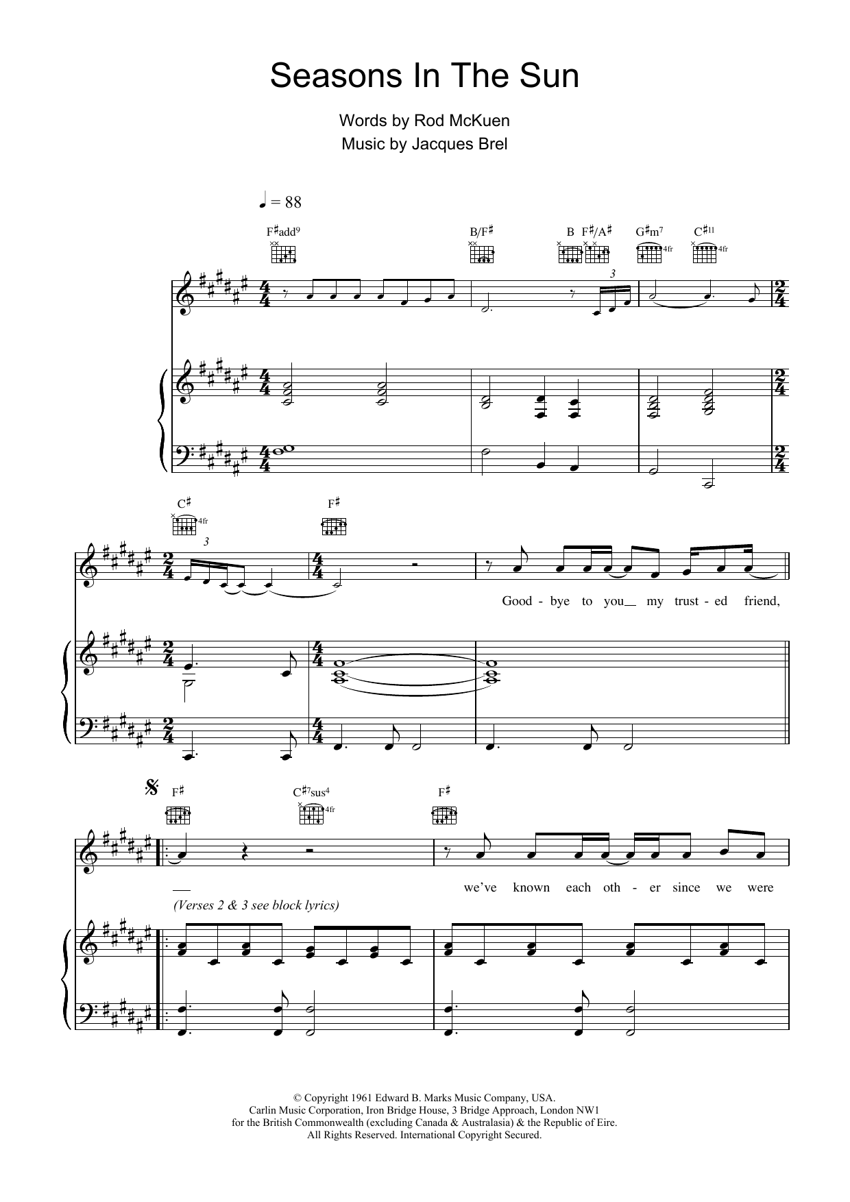 Westlife Seasons In The Sun sheet music notes and chords. Download Printable PDF.