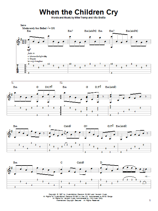Learn to play White Lion When The Children Cry sheet music for Easy Piano in minutes. Price: 6.9900$ White Lion When The Children Cry sheet music notes and chords arranged for Easy Piano