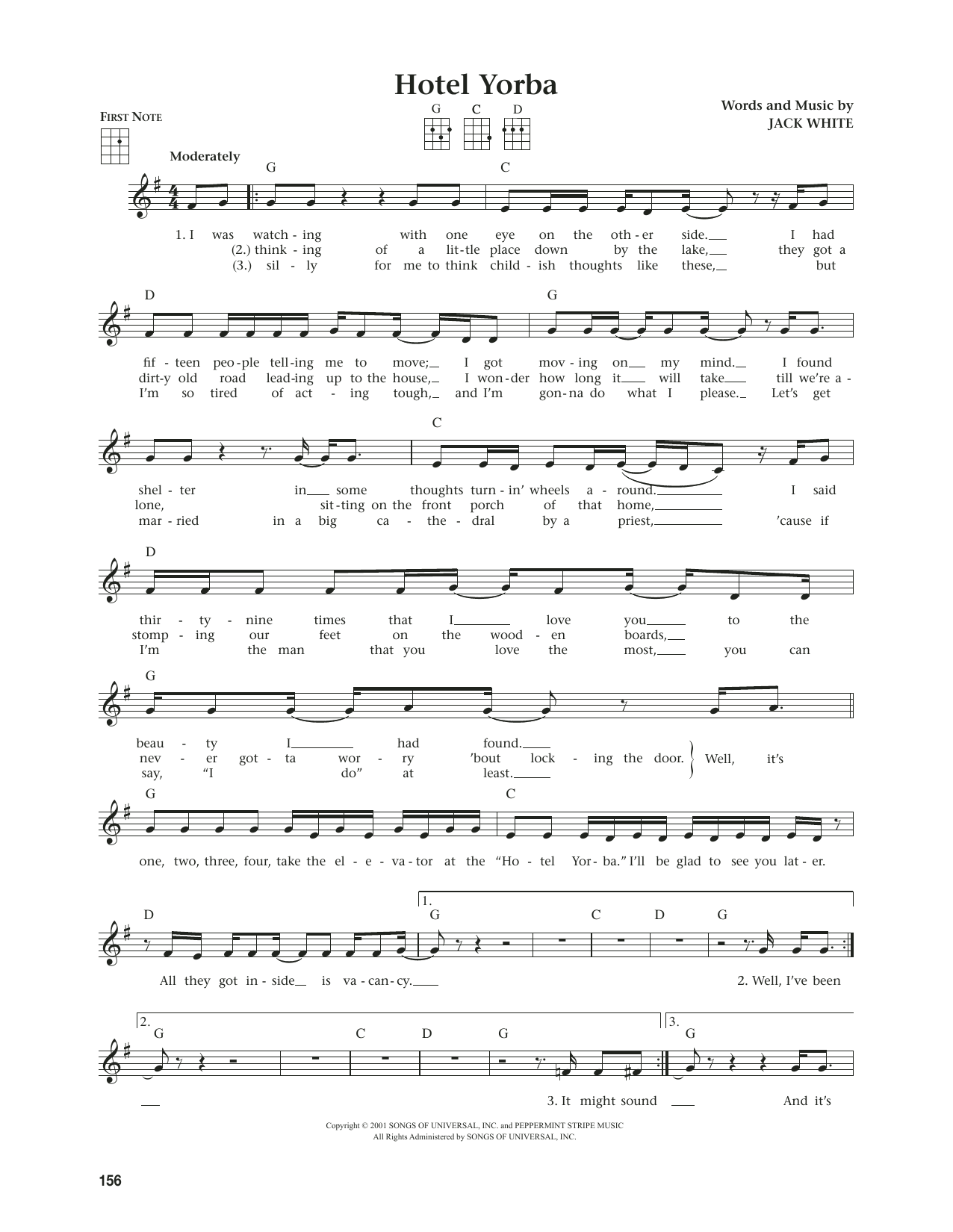 White Stripes Hotel Yorba (from The Daily Ukulele) (arr. Jim Beloff) sheet music notes and chords. Download Printable PDF.