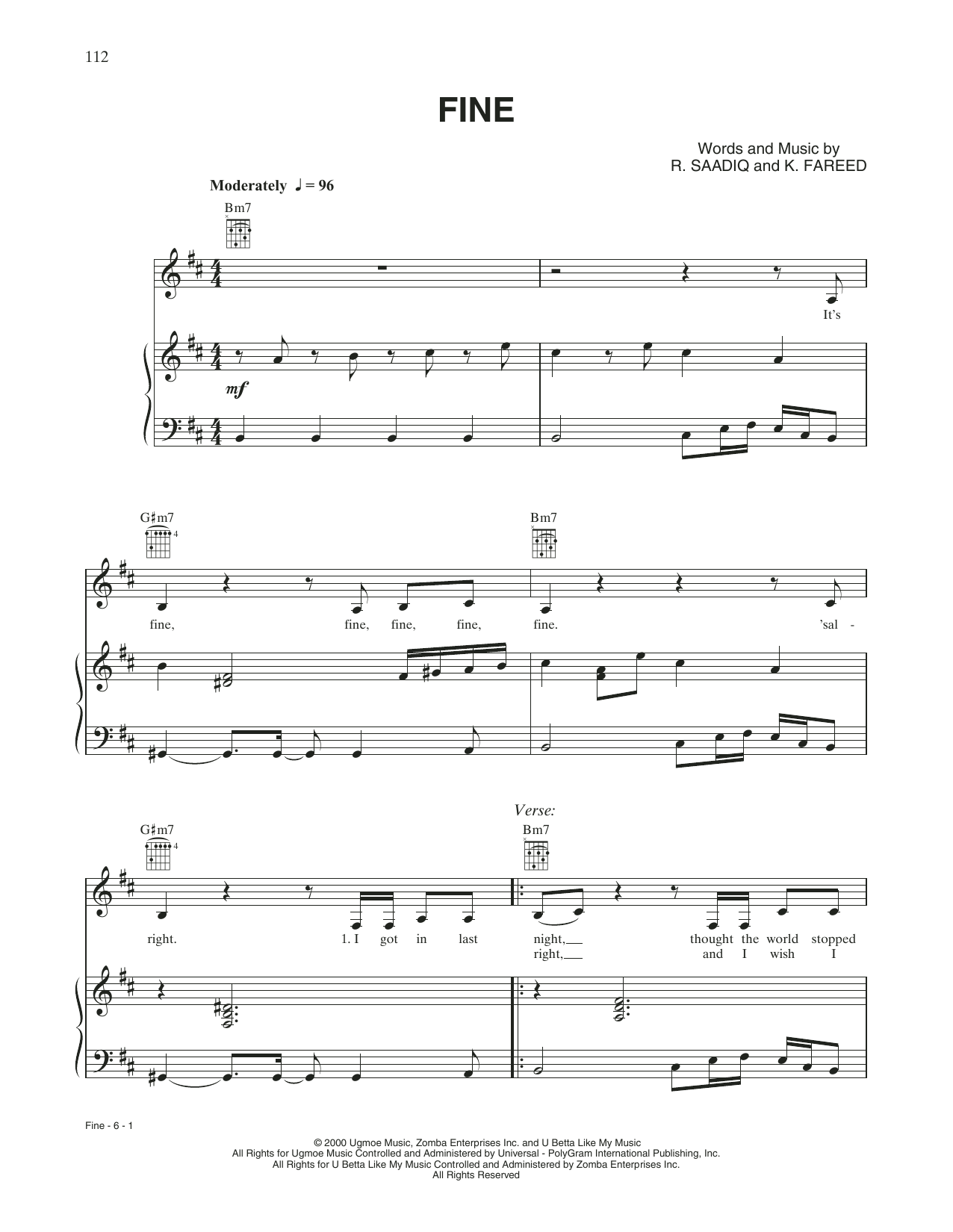 Whitney Houston Fine sheet music notes and chords. Download Printable PDF.