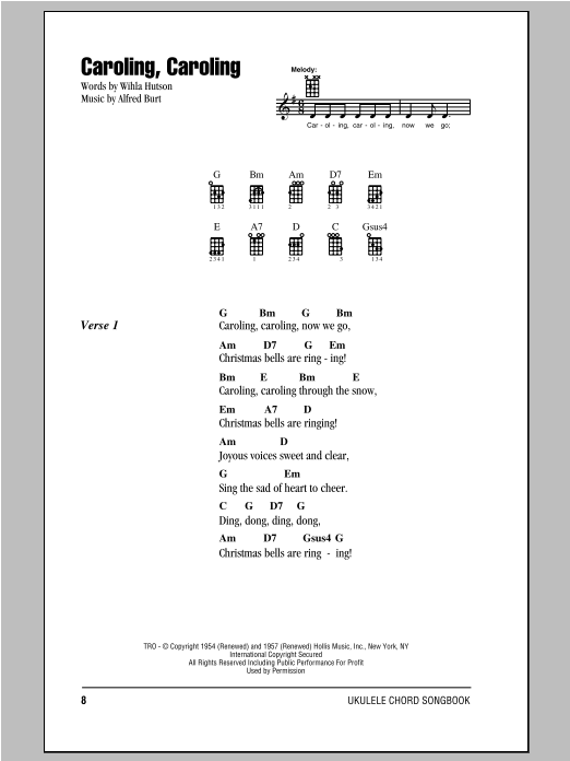 Wihla Hutson Caroling, Caroling sheet music notes and chords. Download Printable PDF.