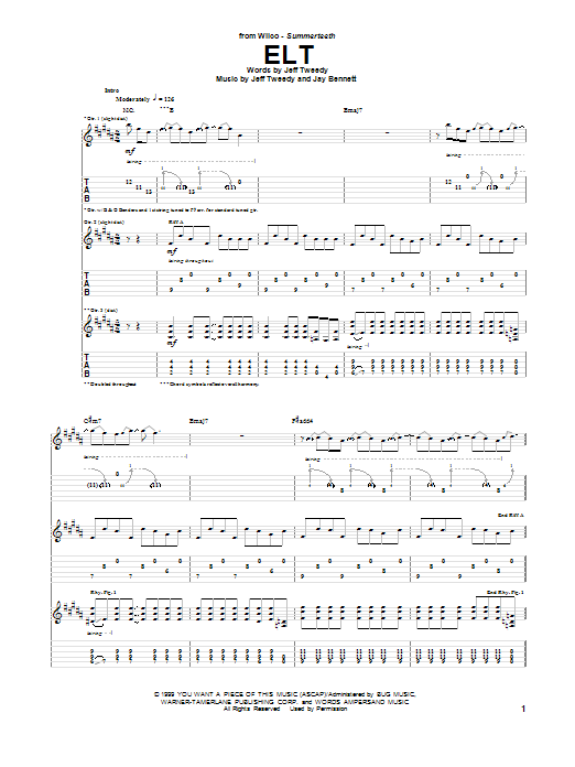 Wilco ELT sheet music notes and chords. Download Printable PDF.