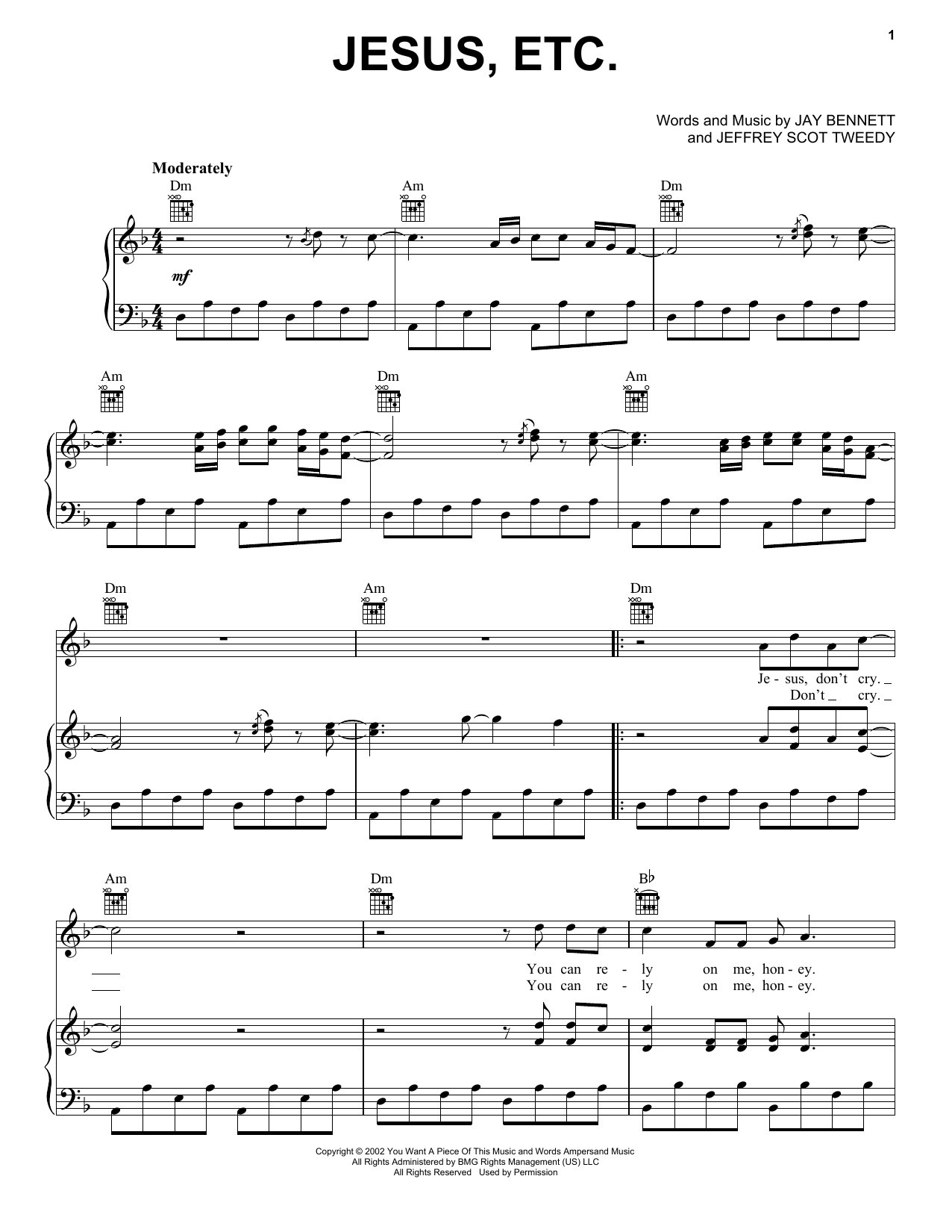 Wilco Jesus, Etc... sheet music notes and chords. Download Printable PDF.