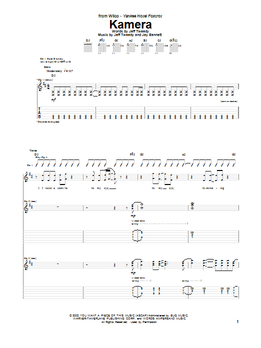 Wilco Kamera sheet music notes and chords. Download Printable PDF.