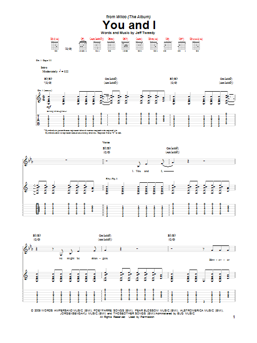 Wilco You And I sheet music notes and chords. Download Printable PDF.