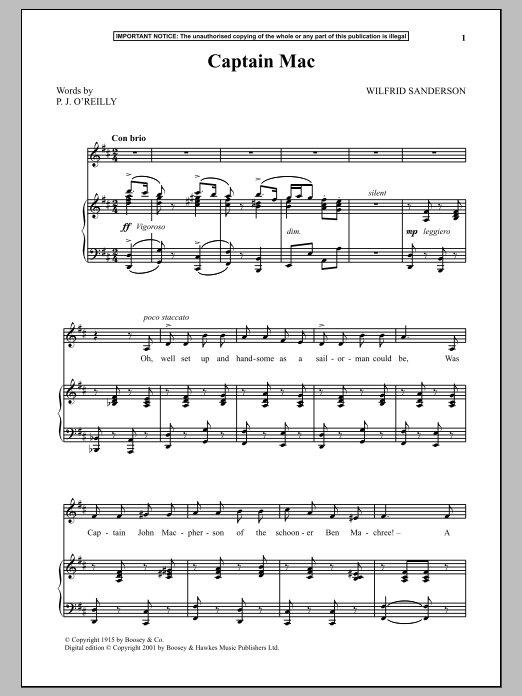 Wilfrid Sanderson Captain Mac sheet music notes and chords. Download Printable PDF.