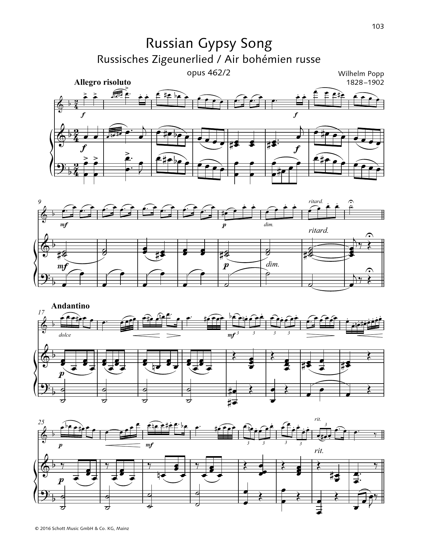 Wilhelm Popp Russian Gypsy Song sheet music notes and chords. Download Printable PDF.