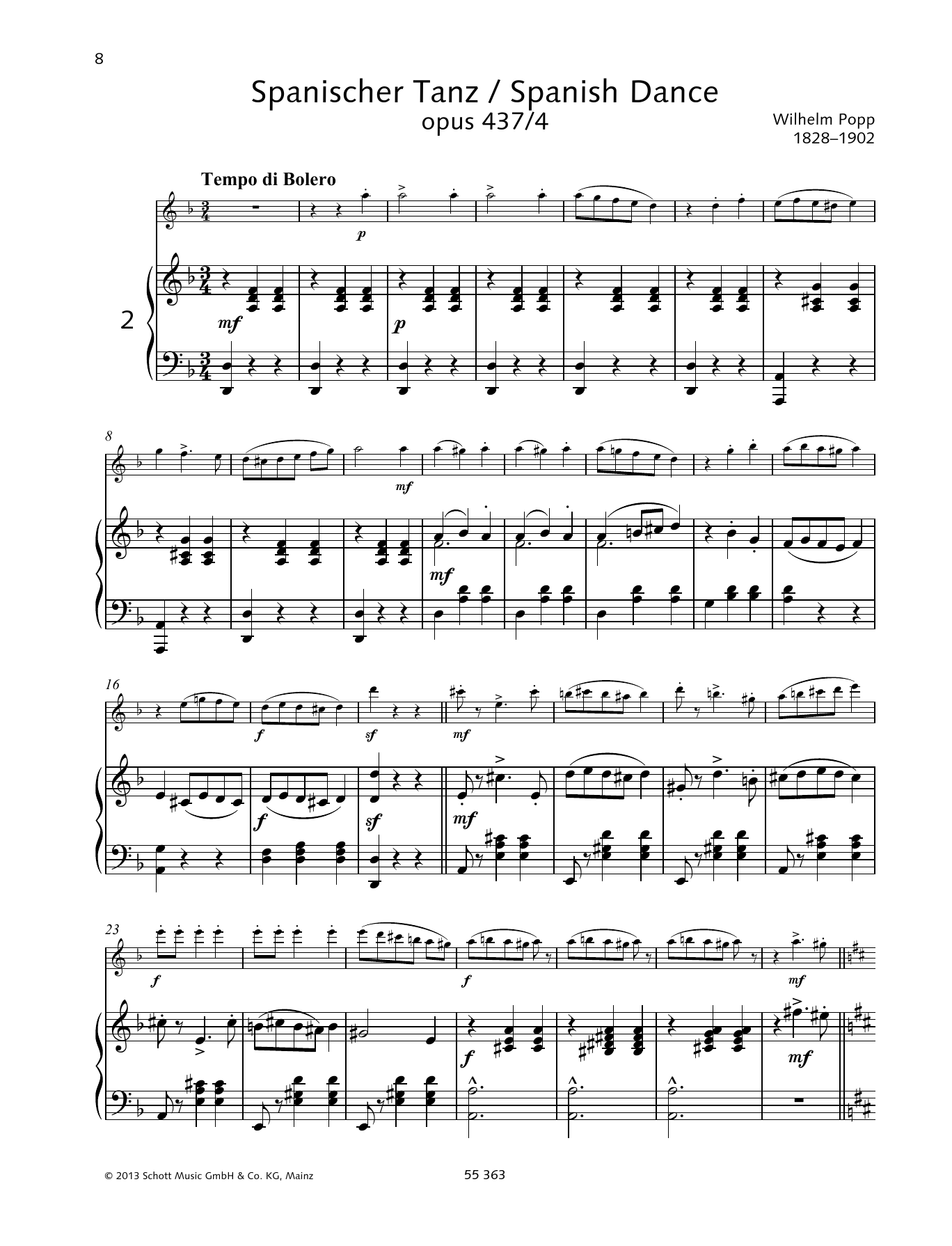 Wilhelm Popp Spanish Dance sheet music notes and chords. Download Printable PDF.