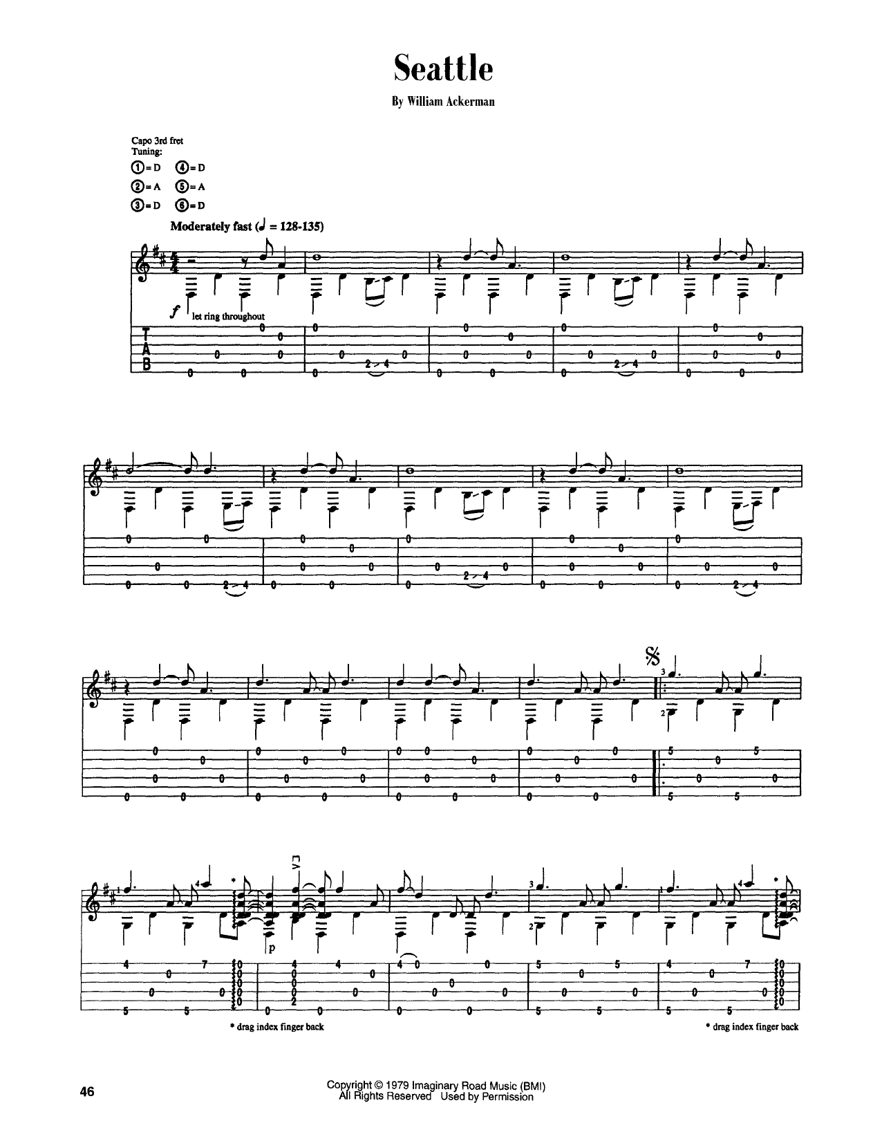 Will Ackerman Seattle sheet music notes and chords. Download Printable PDF.