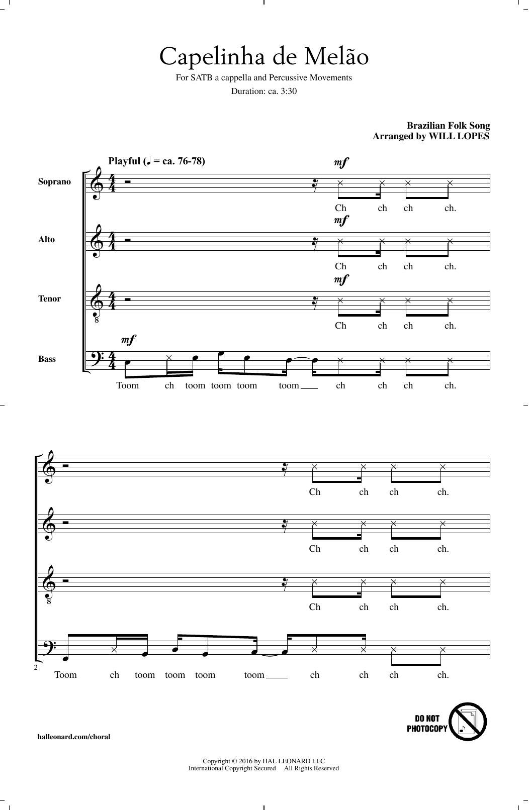 Will Lopes Capelinha De Melao sheet music notes and chords. Download Printable PDF.