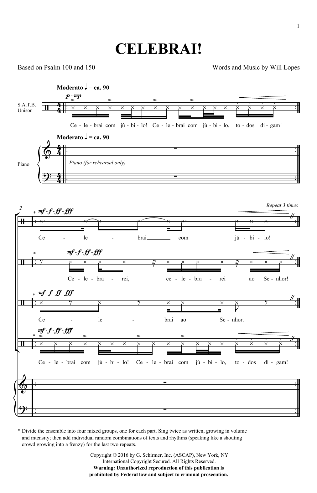 Will Lopes Celebrai sheet music notes and chords. Download Printable PDF.