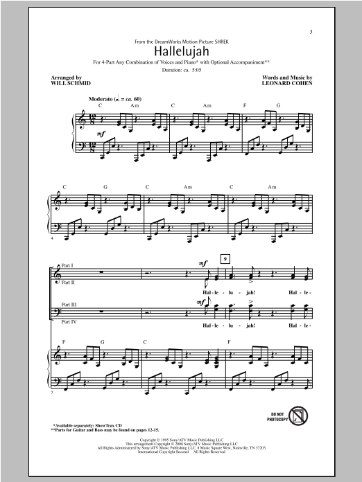 Leonard Cohen Hallelujah (arr. Will Schmid) sheet music notes and chords. Download Printable PDF.