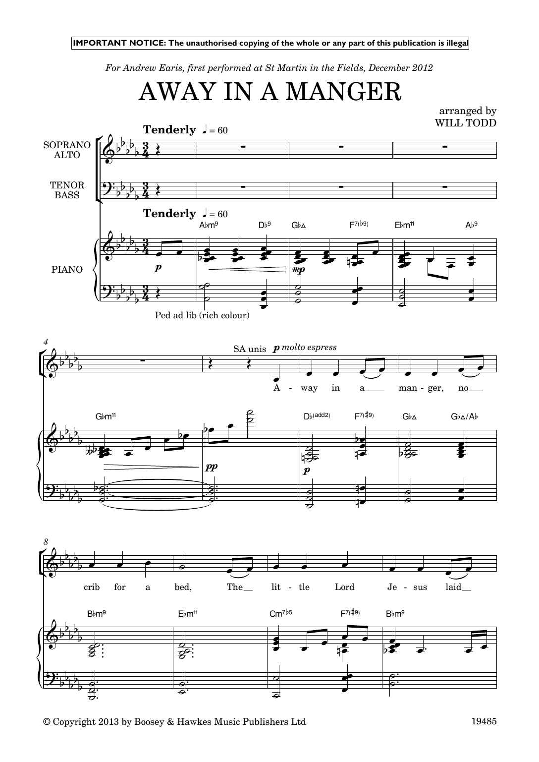 Will Todd Three Jazz Carols sheet music notes and chords arranged for SATB Choir