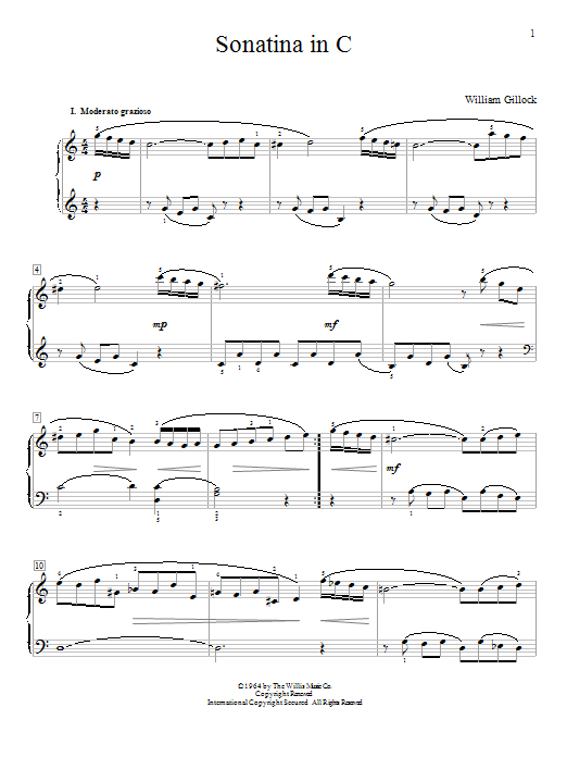 William Gillock Sonatina In C sheet music notes and chords. Download Printable PDF.