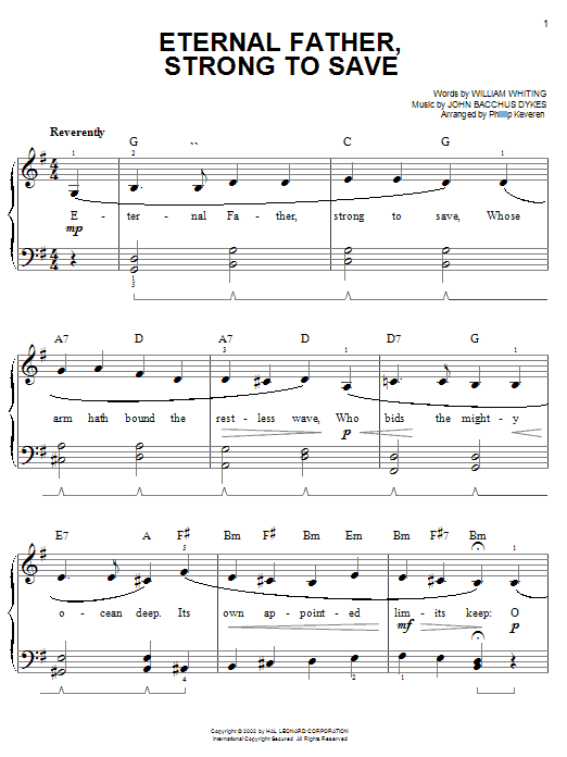 John B. Dykes Eternal Father, Strong To Save sheet music notes and chords. Download Printable PDF.