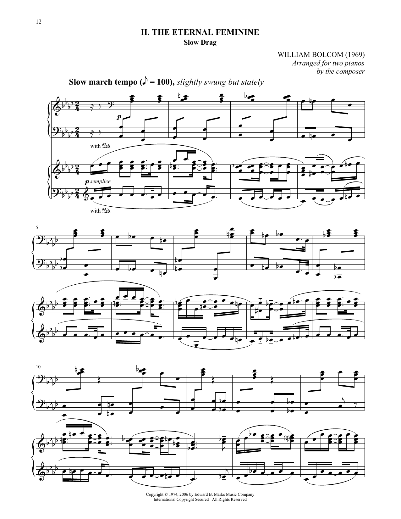 William Bolcom The Eternal Feminine sheet music notes and chords. Download Printable PDF.