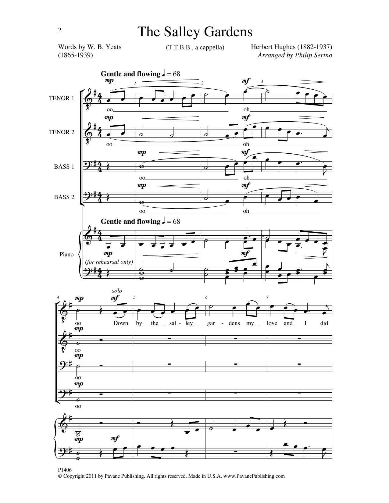 Learn to play William Butler Yeats The Salley Gardens sheet music for TTBB Choir in minutes. Price: 3.9900$ William Butler Yeats The Salley Gardens sheet music notes and chords arranged for TTBB Choir