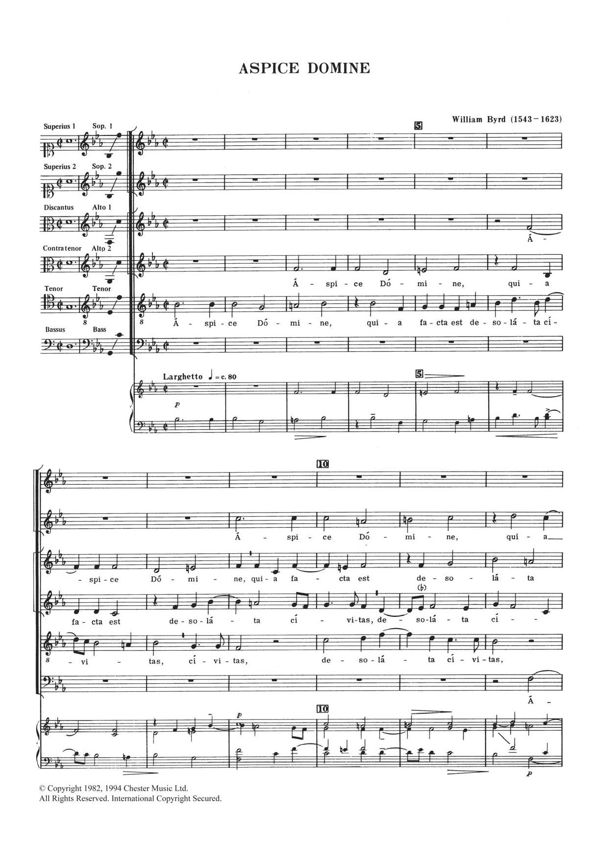 William Byrd Aspice Domine sheet music notes and chords. Download Printable PDF.