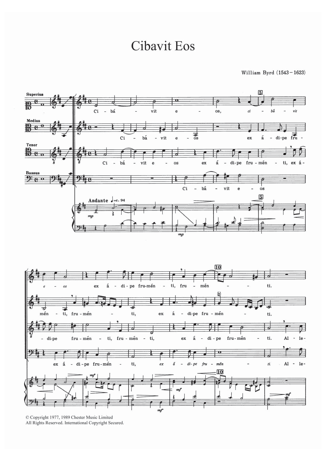 William Byrd Cibavit Eos sheet music notes and chords. Download Printable PDF.