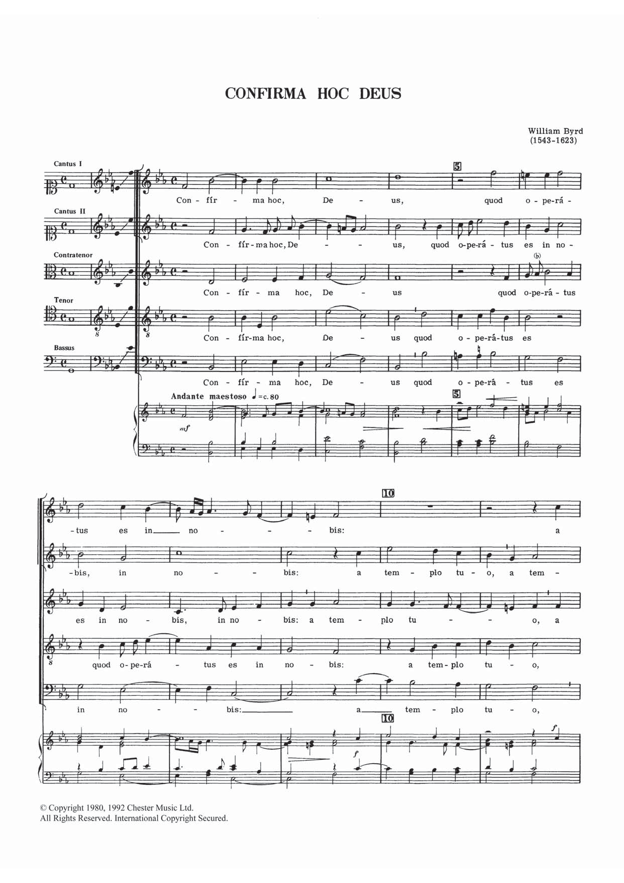 William Byrd Confirma Hoc Deus sheet music notes and chords. Download Printable PDF.