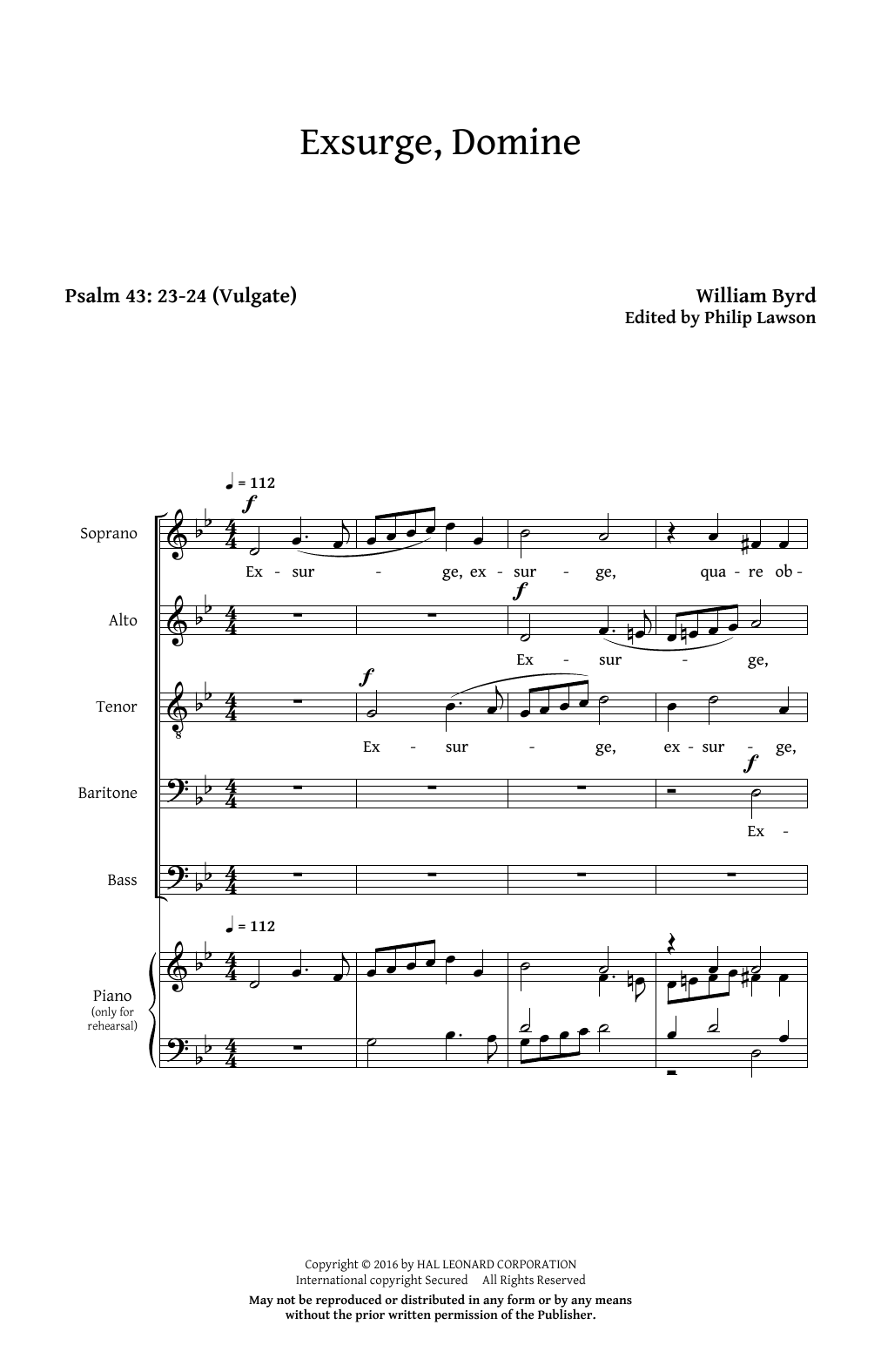 Learn to play Philip Lawson Exsurge, Domine sheet music for SATB Choir in minutes. Price: 7.9900$ Philip Lawson Exsurge, Domine sheet music notes and chords arranged for SATB Choir
