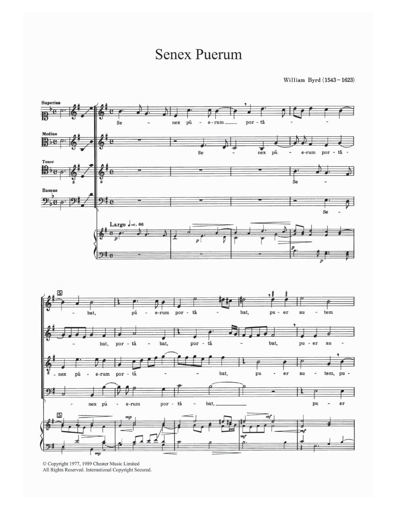 William Byrd Senex Puerum sheet music notes and chords. Download Printable PDF.