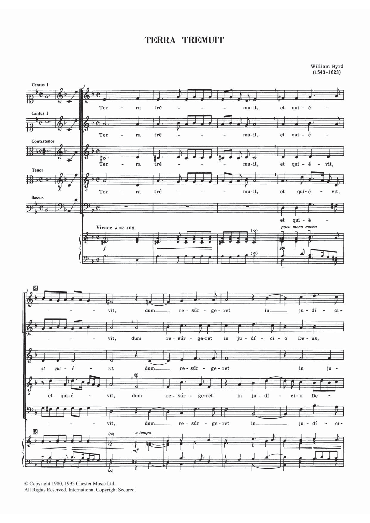 William Byrd Terra Tremuit sheet music notes and chords. Download Printable PDF.